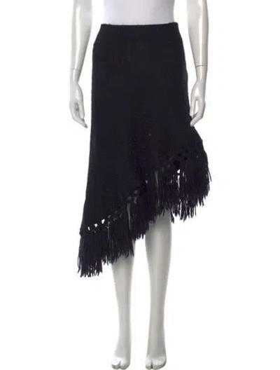 Pre-owned Dolce & Gabbana Virgin Wool Midi Length Skirt In Black