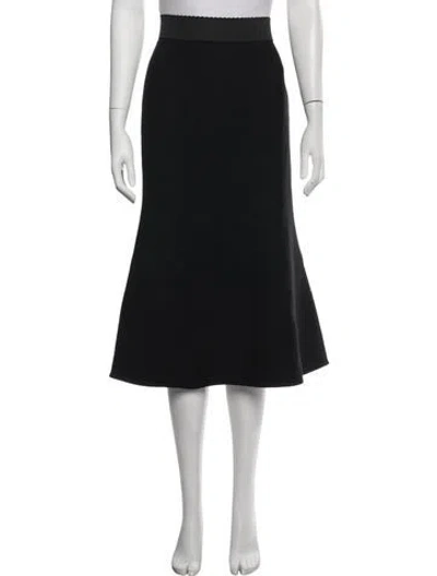 Pre-owned Dolce & Gabbana Virgin Wool Midi Length Skirt In Black