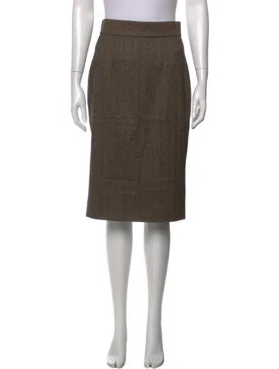 Pre-owned Dolce & Gabbana Virgin Wool Midi Length Skirt In Brown