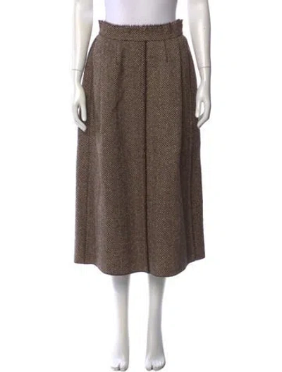 Pre-owned Dolce & Gabbana Virgin Wool Midi Length Skirt In Brown