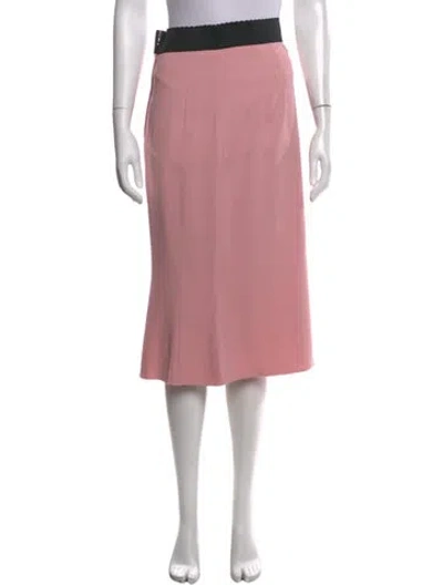 Pre-owned Dolce & Gabbana Virgin Wool Midi Length Skirt W/ Tags In Pink