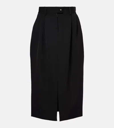 Dolce & Gabbana Virgin Wool Midi Skirt In Black