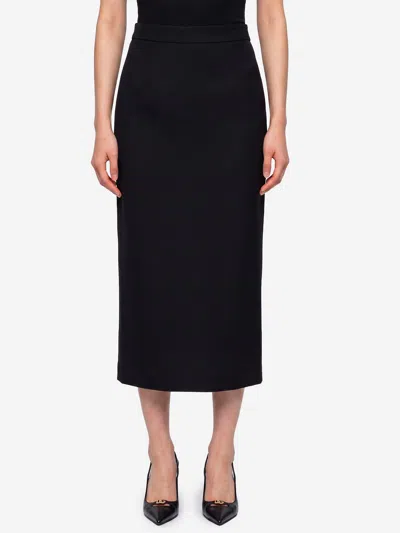 Dolce & Gabbana Virgin Wool Midi Skirt In Black