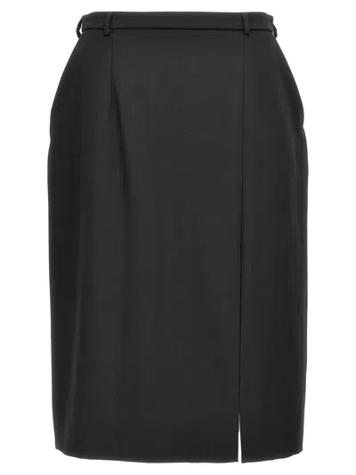 Dolce & Gabbana Virgin Wool Midi Skirt In Black