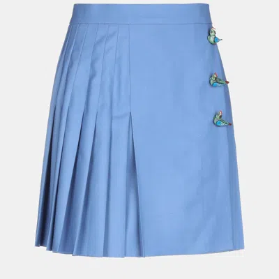 Pre-owned Dolce & Gabbana Virgin Wool Midi Skirts 38 In Blue