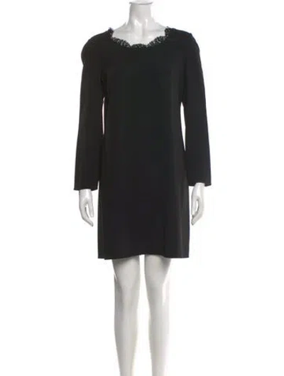 Pre-owned Dolce & Gabbana Virgin Wool Mini Dress In Black