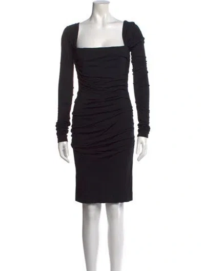 Pre-owned Dolce & Gabbana Virgin Wool Mini Dress In Black