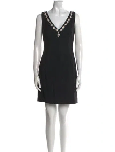 Pre-owned Dolce & Gabbana Virgin Wool Mini Dress In Black