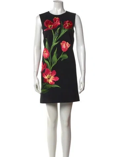 Pre-owned Dolce & Gabbana Virgin Wool Mini Dress In Black