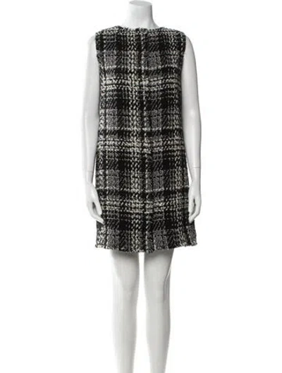 Pre-owned Dolce & Gabbana Virgin Wool Mini Dress In Black