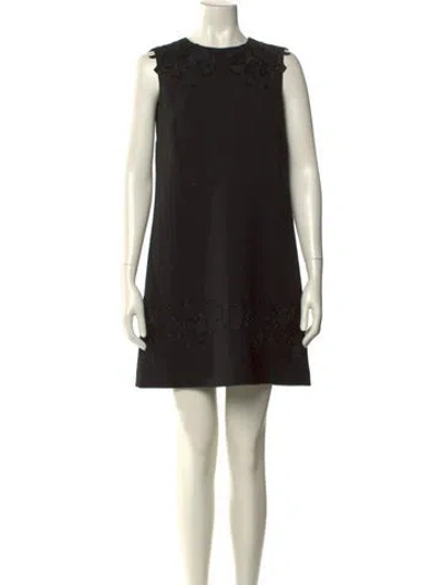 Pre-owned Dolce & Gabbana Virgin Wool Mini Dress In Black