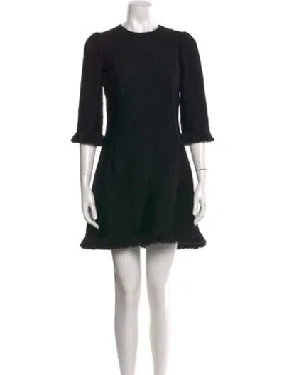 Pre-owned Dolce & Gabbana Virgin Wool Mini Dress In Black