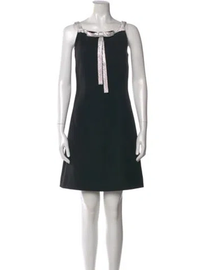 Pre-owned Dolce & Gabbana Virgin Wool Mini Dress In Black