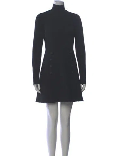 Pre-owned Dolce & Gabbana Virgin Wool Mini Dress In Black