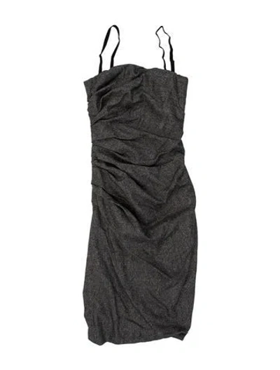 Pre-owned Dolce & Gabbana Virgin Wool Mini Dress In Black