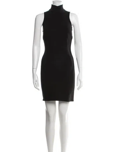 Pre-owned Dolce & Gabbana Virgin Wool Mini Dress In Black
