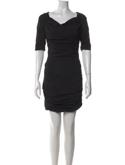 Pre-owned Dolce & Gabbana Virgin Wool Mini Dress In Black