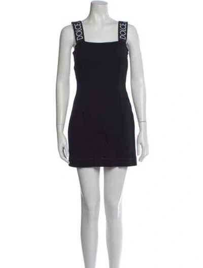 Pre-owned Dolce & Gabbana Virgin Wool Mini Dress In Black