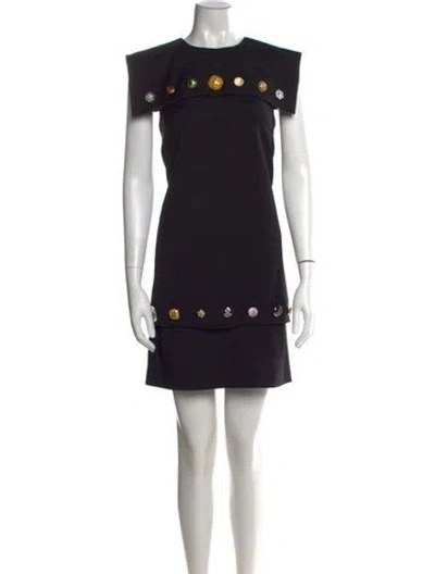 Pre-owned Dolce & Gabbana Virgin Wool Mini Dress In Black