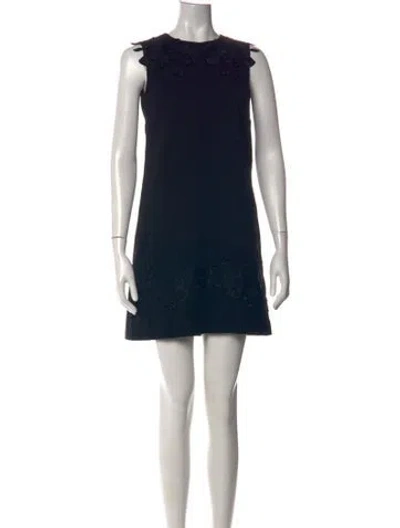 Pre-owned Dolce & Gabbana Virgin Wool Mini Dress In Black