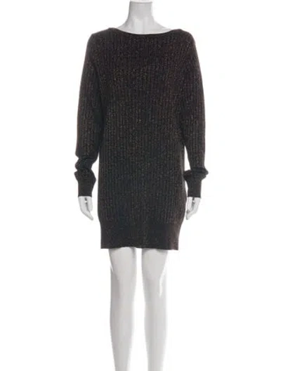 Pre-owned Dolce & Gabbana Virgin Wool Mini Dress In Black