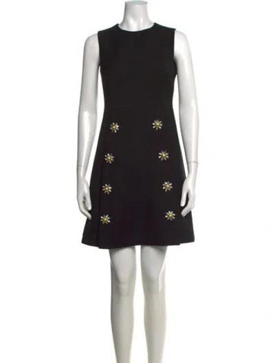 Pre-owned Dolce & Gabbana Virgin Wool Mini Dress In Black