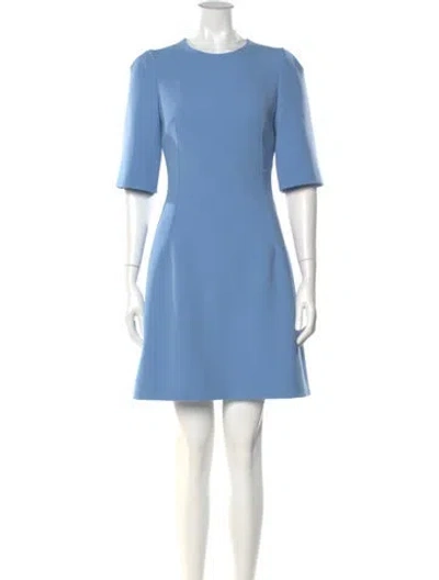 Pre-owned Dolce & Gabbana Virgin Wool Mini Dress In Blue