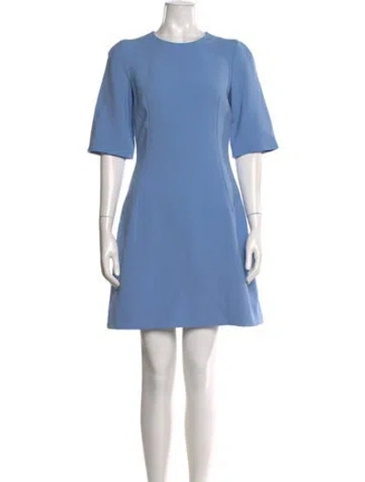 Pre-owned Dolce & Gabbana Virgin Wool Mini Dress In Blue