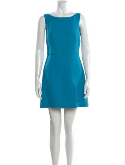Pre-owned Dolce & Gabbana Virgin Wool Mini Dress In Blue