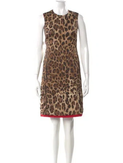 Pre-owned Dolce & Gabbana Virgin Wool Mini Dress In Brown
