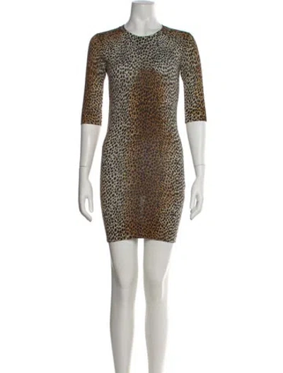 Pre-owned Dolce & Gabbana Virgin Wool Mini Dress In Brown