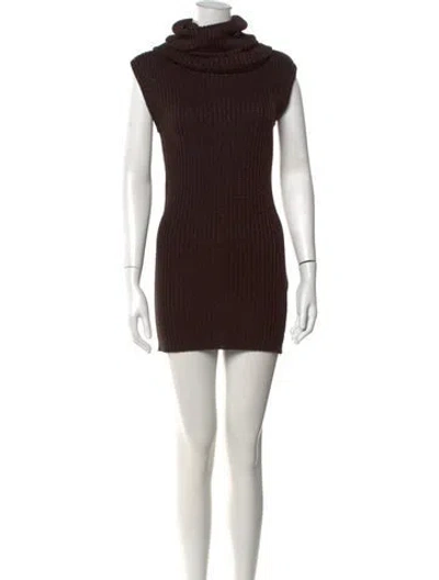 Pre-owned Dolce & Gabbana Virgin Wool Mini Dress In Brown