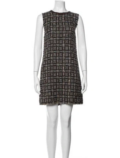 Pre-owned Dolce & Gabbana Virgin Wool Mini Dress In Brown