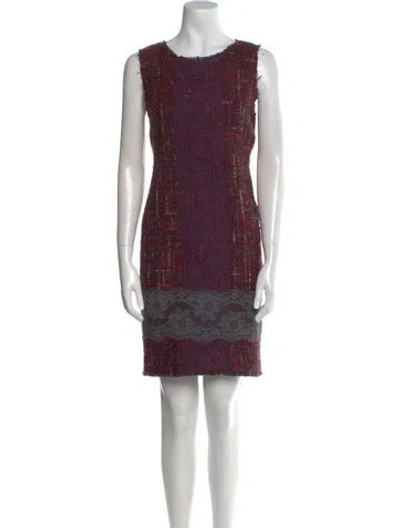 Pre-owned Dolce & Gabbana Virgin Wool Mini Dress In Burgundy