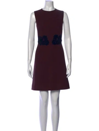 Pre-owned Dolce & Gabbana Virgin Wool Mini Dress In Burgundy