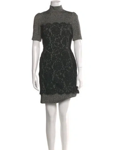 Pre-owned Dolce & Gabbana Virgin Wool Mini Dress In Gray