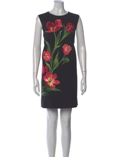 Pre-owned Dolce & Gabbana Virgin Wool Mini Dress In Gray