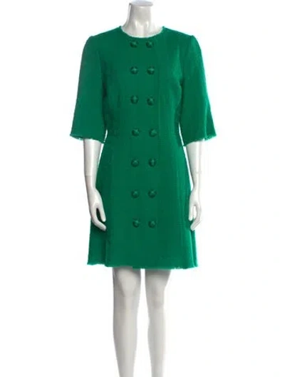 Pre-owned Dolce & Gabbana Virgin Wool Mini Dress In Green