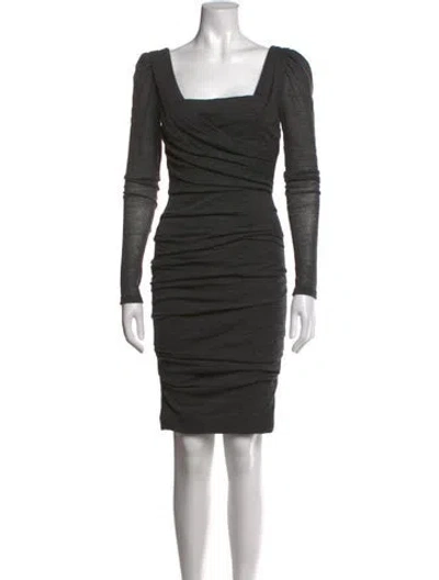 Pre-owned Dolce & Gabbana Virgin Wool Mini Dress In Grey