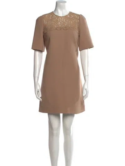 Pre-owned Dolce & Gabbana Virgin Wool Mini Dress In Neutral