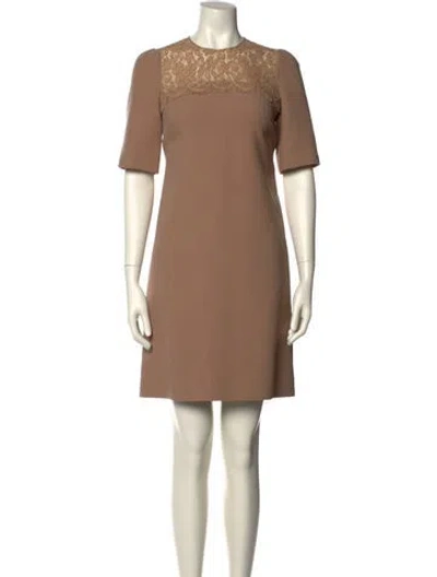 Pre-owned Dolce & Gabbana Virgin Wool Mini Dress In Neutral
