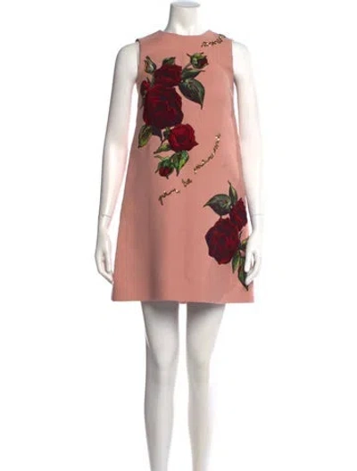 Pre-owned Dolce & Gabbana Virgin Wool Mini Dress In Pink
