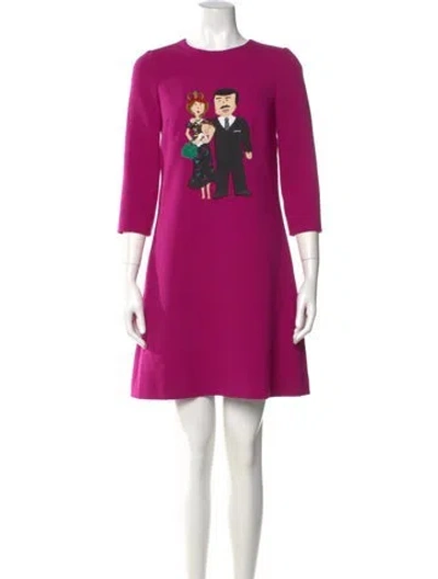Pre-owned Dolce & Gabbana Virgin Wool Mini Dress In Pink