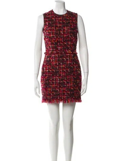 Pre-owned Dolce & Gabbana Virgin Wool Mini Dress In Purple