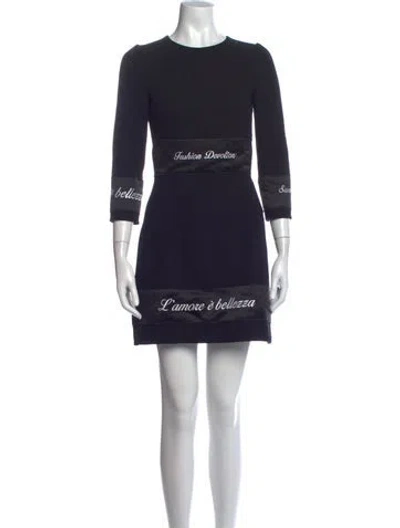 Pre-owned Dolce & Gabbana Virgin Wool Mini Dress W/ Tags In Black
