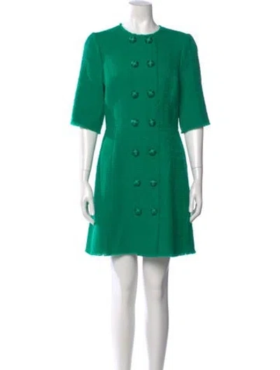 Pre-owned Dolce & Gabbana Virgin Wool Mini Dress W/ Tags In Green