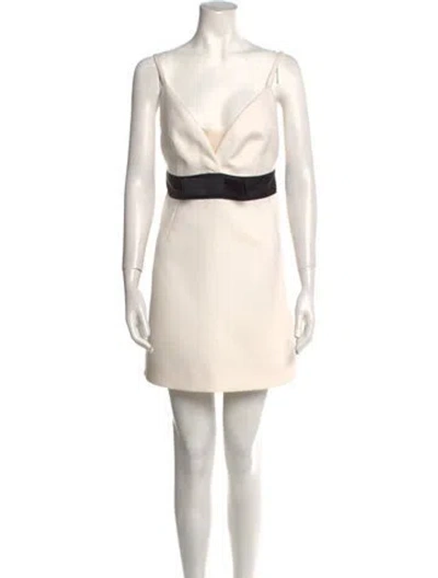 Pre-owned Dolce & Gabbana Virgin Wool Mini Dress In White