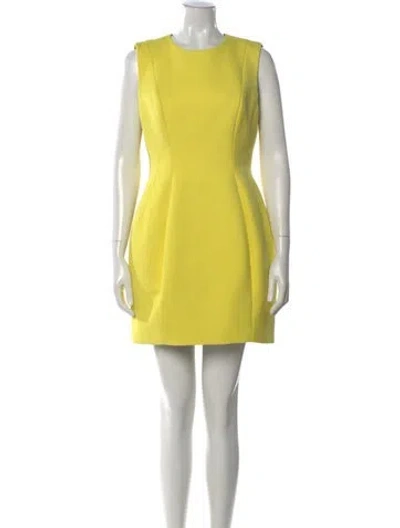 Pre-owned Dolce & Gabbana Virgin Wool Mini Dress In Yellow