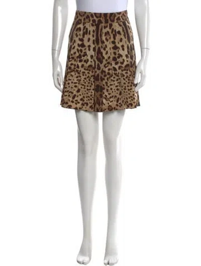 Pre-owned Dolce & Gabbana Virgin Wool Mini Skirt In Brown