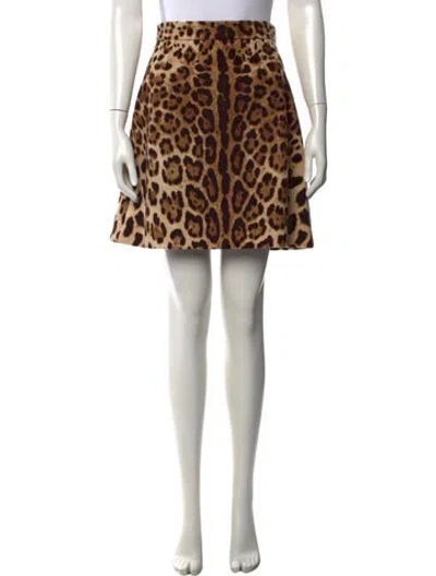 Pre-owned Dolce & Gabbana Virgin Wool Mini Skirt In Brown